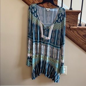 One World green and khaki tunic dress